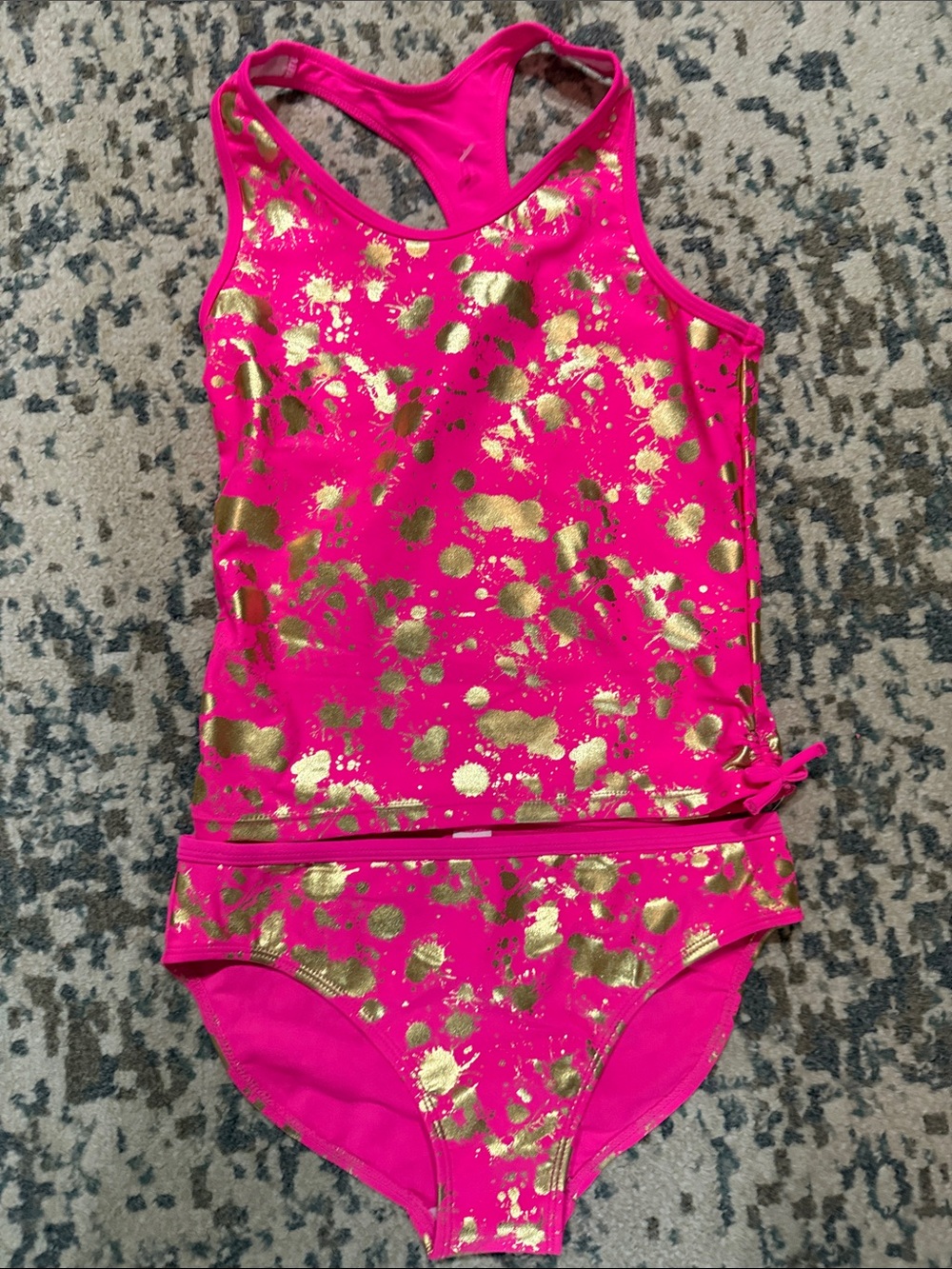 F&F Hot Pink and Gold Girls Tankini Bikini